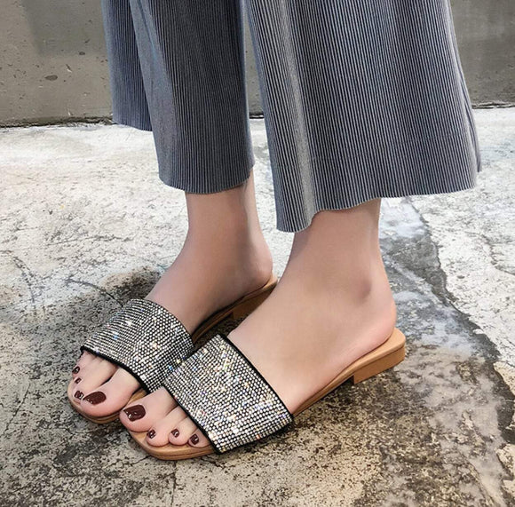Womens Rhinestone Slider Sandals - Presidential Brand (R)