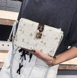 Floral Straw Box Clutch Shoulder Bag - Presidential Brand (R)