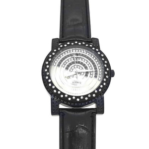 Black Black White Floating Dial Iced Out Watch - Presidential Brand (R)