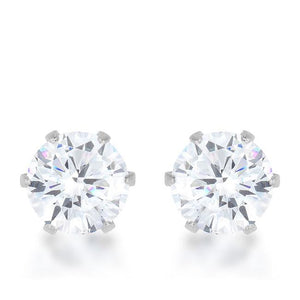 Reign 3.4ct CZ Rhodium Stainless Steel Stud Earrings - Presidential Brand (R)