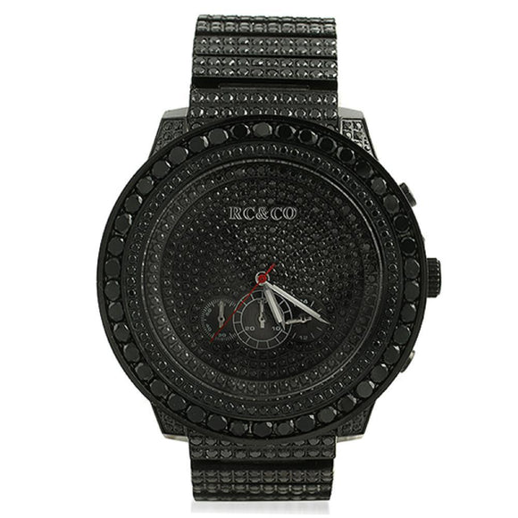 RCCo CZ Black Big Bezel Hip Hop Watch - Presidential Brand (R)