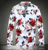Mens Red Floral Shirt - Presidential Brand (R)