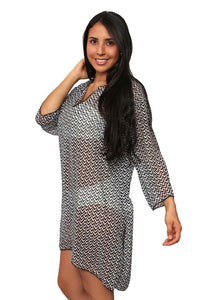 Plus Size Beach Dress Chiffon Long Sleeve Swimwear Cover-up Made in the USA - Presidential Brand (R)