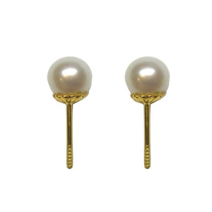 BecKids 14k Yellow Gold Pearl Stud Earrings, 4mm - Presidential Brand (R)