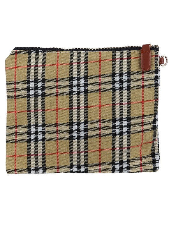 CHECKERED FABRIC CLUTCH MAKEUP POUCH - Presidential Brand (R)