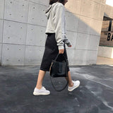 Womens Vegan Leather Bucket Bag With Wide Shoulder Strap - Presidential Brand (R)