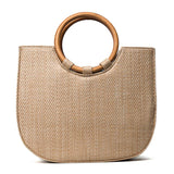 Straw Tote with Round Wooden Handles - Presidential Brand (R)