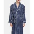 Mens Flannel Lapel Double Pocket Warm Belted Robes With Contrast Binding - Presidential Brand (R)