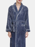 Mens Flannel Lapel Double Pocket Warm Belted Robes With Contrast Binding - Presidential Brand (R)