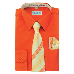 Boy's Dress Shirt/Necktie/Hanky N706-Orange - Presidential Brand (R)