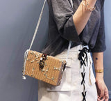 Floral Straw Box Clutch Shoulder Bag - Presidential Brand (R)