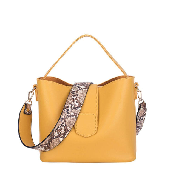 Womens Vegan Leather Bucket Bag With Wide Shoulder Strap - Presidential Brand (R)