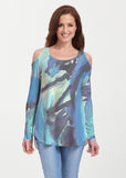 Abstract Blue (15035) ~ Cold Shoulder Tunic - Presidential Brand (R)