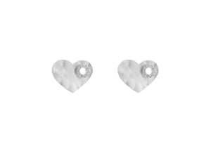 Sterling Silver Rhodium Plated Hammered Heart inside Circle Cz Earrings - Presidential Brand (R)