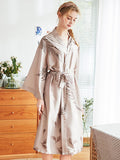 Red Long Sleeve Floral Bridal Silk Kimono Nightgown Robes - Presidential Brand (R)