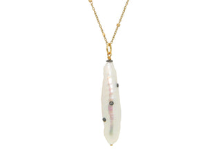 Gold Pl Silver Narrow River Pearl Necklace, 24" - Presidential Brand (R)