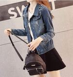 Womens Denim Jacket with Pearls - Presidential Brand (R)