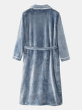 Mens Flannel Lapel Double Pocket Warm Belted Robes With Contrast Binding - Presidential Brand (R)