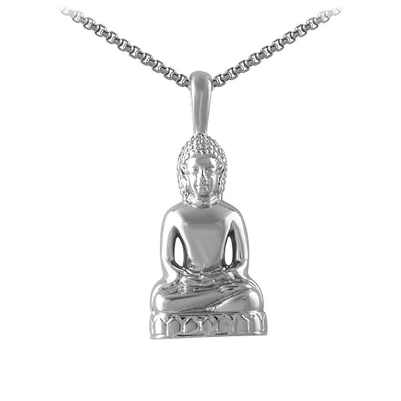 Calm Sitting Buddha Pendant Stainless Steel - Presidential Brand (R)