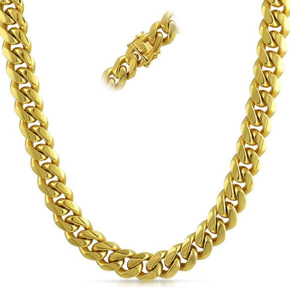 Miami Cuban Gold Stainless Steel Chain 8MM - Presidential Brand (R)