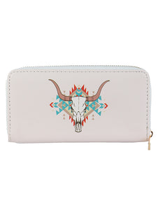 TRIBAL LONGHORN PRINT VINYL CLUTCH WALLET - Presidential Brand (R)