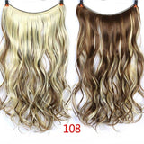Allaosify 24" Invisible Wire No Clips In Hair Extensions Secret Fish Line Hairpieces Synthetic Straight Wavy Hair Extensions - Presidential Brand (R)