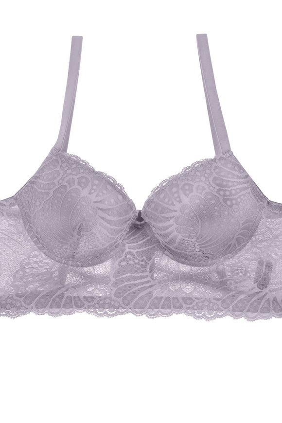 Ladies floral overlay long line bra w/underwire - Presidential Brand (R)