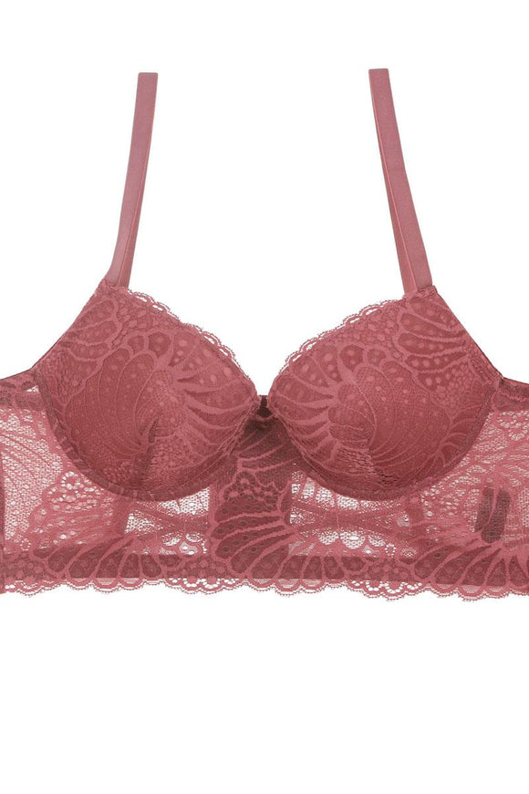 Ladies floral overlay long line bra w/underwire - Presidential Brand (R)