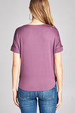 Ladies fashion short sleeve surplice v-neck rayon spandex crepe top - Presidential Brand (R)