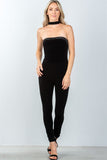 Ladies fashion zipper race back closure velvet choker jumpsuit - Presidential Brand (R)