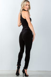 Ladies fashion zipper race back closure velvet choker jumpsuit - Presidential Brand (R)
