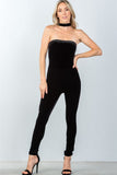 Ladies fashion zipper race back closure velvet choker jumpsuit - Presidential Brand (R)
