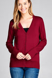 Ladies fashion long sleeve v-neck classic sweater cardigan - Presidential Brand (R)