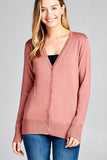 Ladies fashion long sleeve v-neck classic sweater cardigan - Presidential Brand (R)