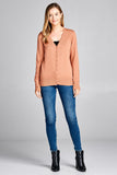 Ladies fashion long sleeve v-neck classic sweater cardigan - Presidential Brand (R)