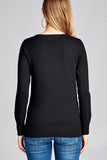 Ladies fashion long sleeve crew neck classic sweater - Presidential Brand (R)