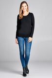 Ladies fashion long sleeve crew neck classic sweater - Presidential Brand (R)