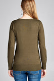 Ladies fashion long sleeve crew neck classic sweater - Presidential Brand (R)