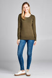 Ladies fashion long sleeve crew neck classic sweater - Presidential Brand (R)
