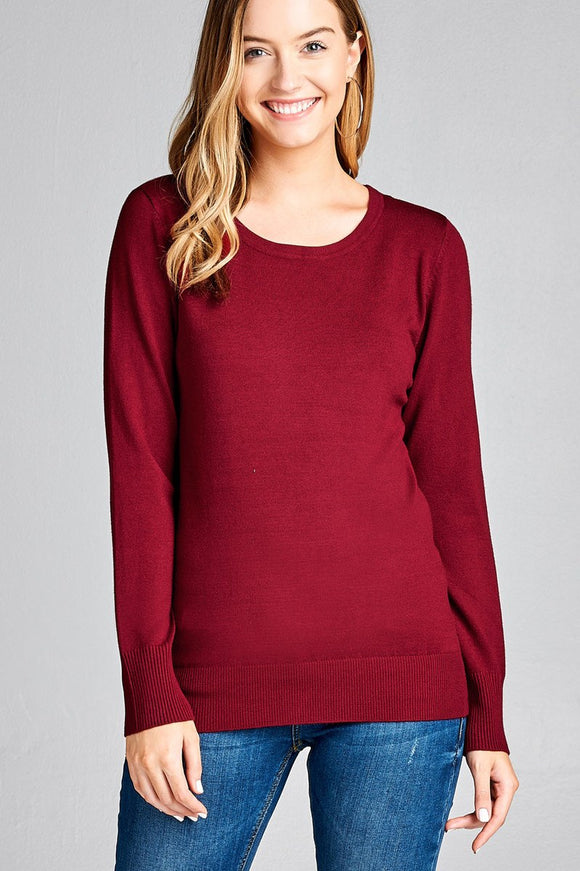 Ladies fashion long sleeve crew neck classic sweater - Presidential Brand (R)