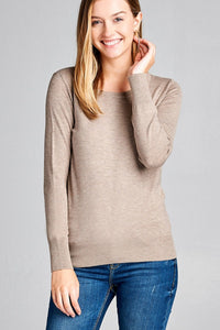 Ladies fashion long sleeve crew neck classic sweater - Presidential Brand (R)