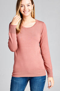 Ladies fashion long sleeve crew neck classic sweater - Presidential Brand (R)