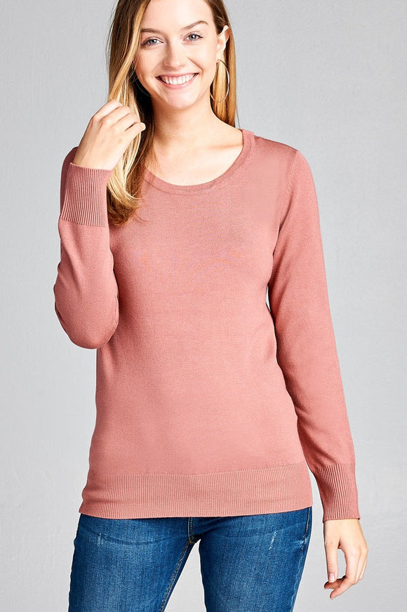 Ladies fashion long sleeve crew neck classic sweater - Presidential Brand (R)