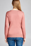 Ladies fashion long sleeve crew neck classic sweater - Presidential Brand (R)