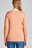 Ladies fashion long sleeve crew neck classic sweater - Presidential Brand (R)