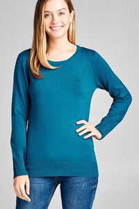 Ladies fashion long sleeve crew neck classic sweater - Presidential Brand (R)