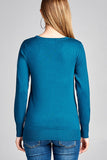 Ladies fashion long sleeve crew neck classic sweater - Presidential Brand (R)