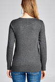 Ladies fashion long sleeve crew neck classic sweater - Presidential Brand (R)