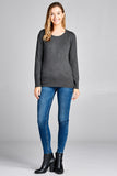 Ladies fashion long sleeve crew neck classic sweater - Presidential Brand (R)