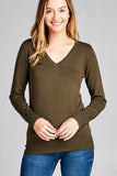 Ladies fashion long sleeve v-neck classic sweater - Presidential Brand (R)